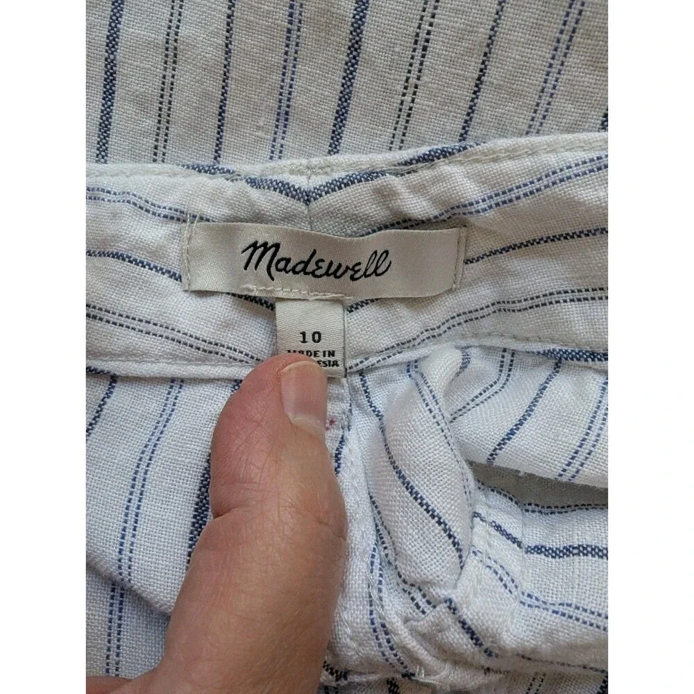 Madewell The Zoe Relaxed Wide Leg Linen Pants in Beachy Stripe sz 10